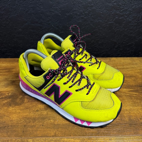 New Balance Shoes - New Balance 574 WL574JOC Neon Yellow Synthetic Mesh Sneakers Womens 7.5
